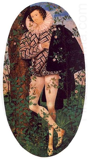 Young Man Leaning Against a Tree, Nicholas Hilliard